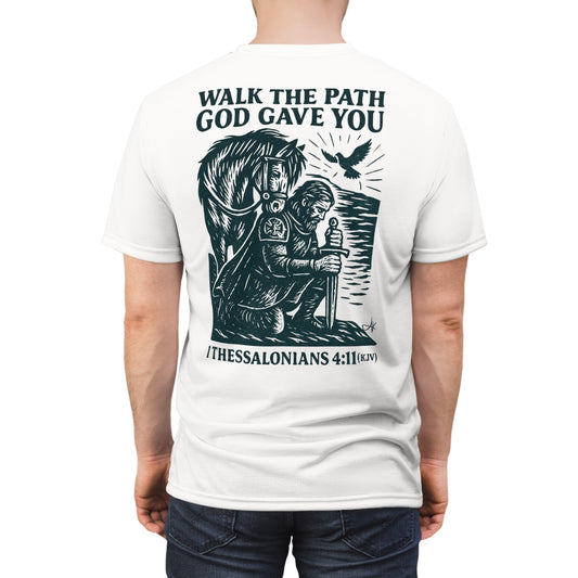 "1 Thessalonians 4:11 (KJV)", Wearable Art Unisex T-shirt (Norse Ink)